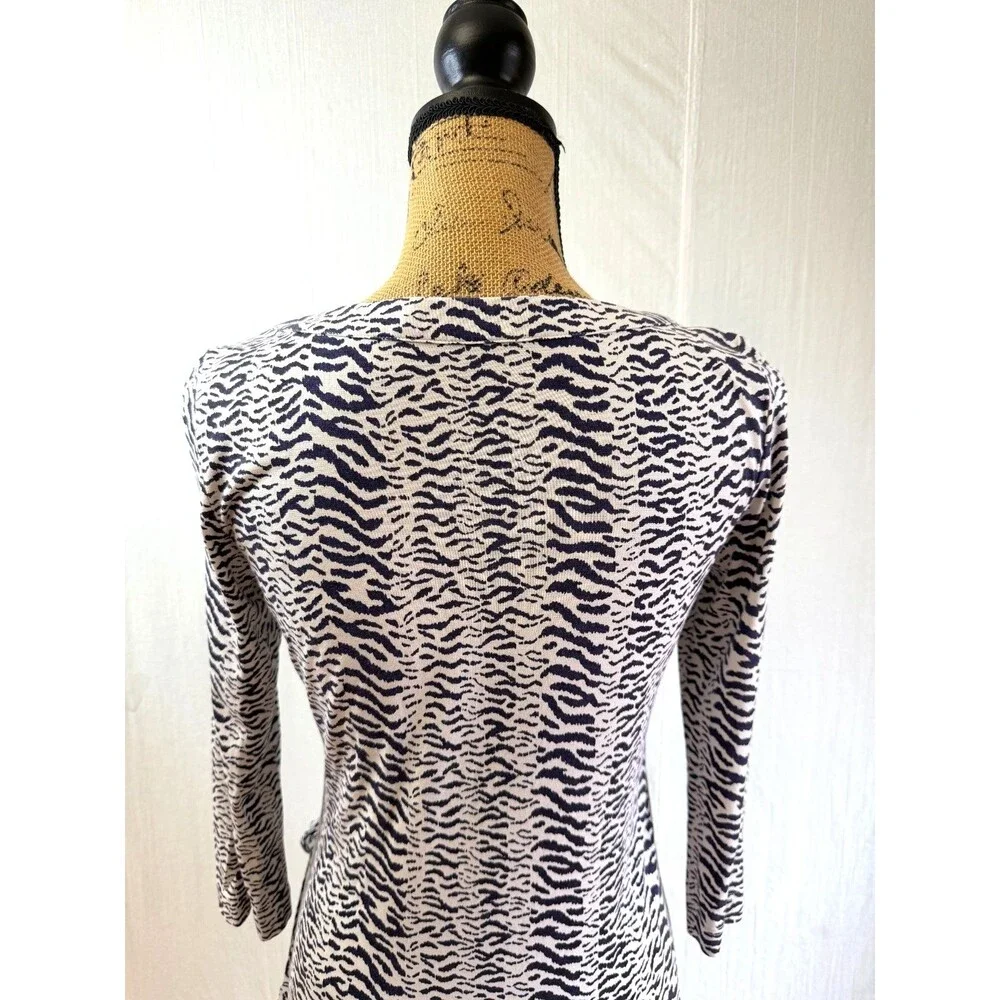 Gerard Darel Zebra Print Silk Cotton Ruched Side Tie Dress Size 38/US 6 France